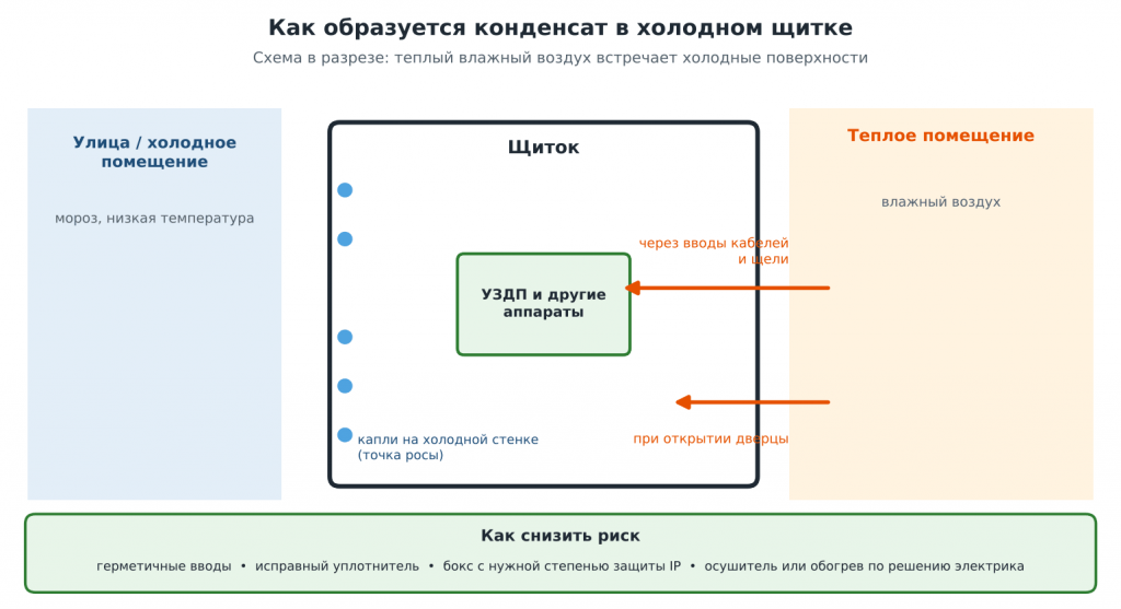 Как образуется конденсат в холодном щитке и как снизить риск