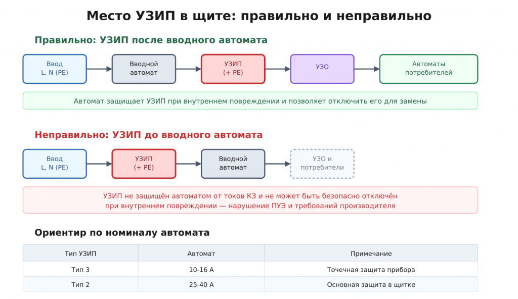 Место УЗИП в щитке Место УЗИП в щитке