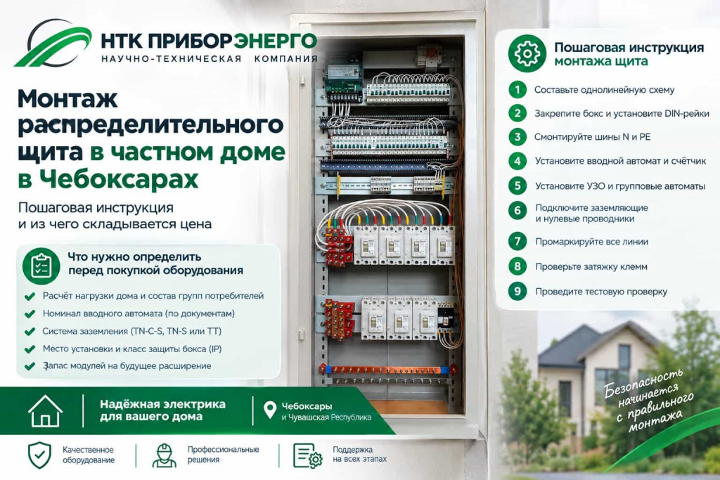 Монтаж распределительного щита в частном доме в Чебоксарах: пошаговая инструкция и из чего складывается цена